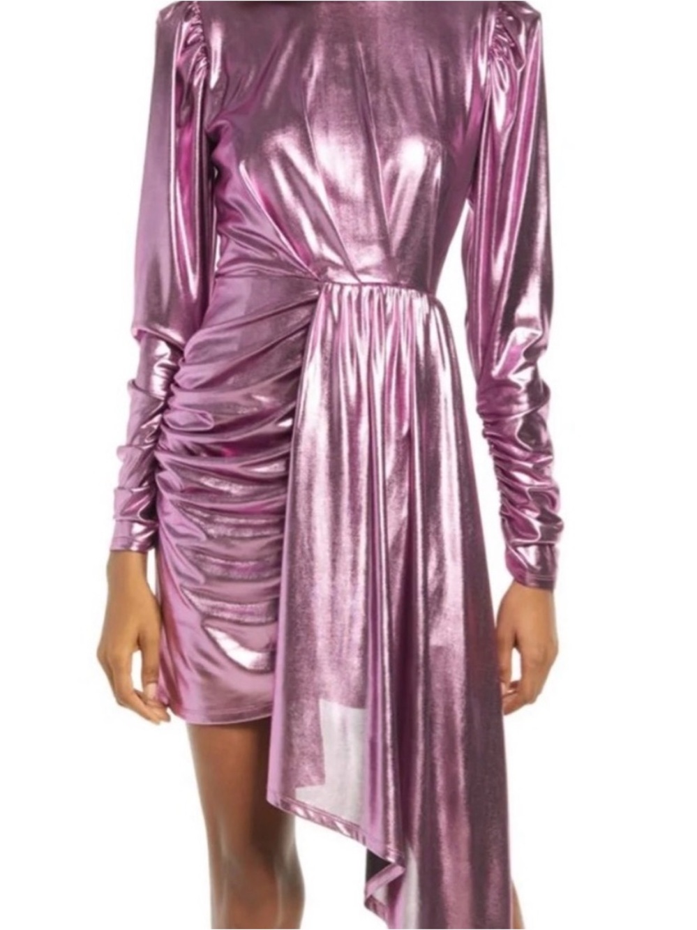 Elliatt Avalee Metallic Purple Asymmetric Bow Open Back Cocktail Dress